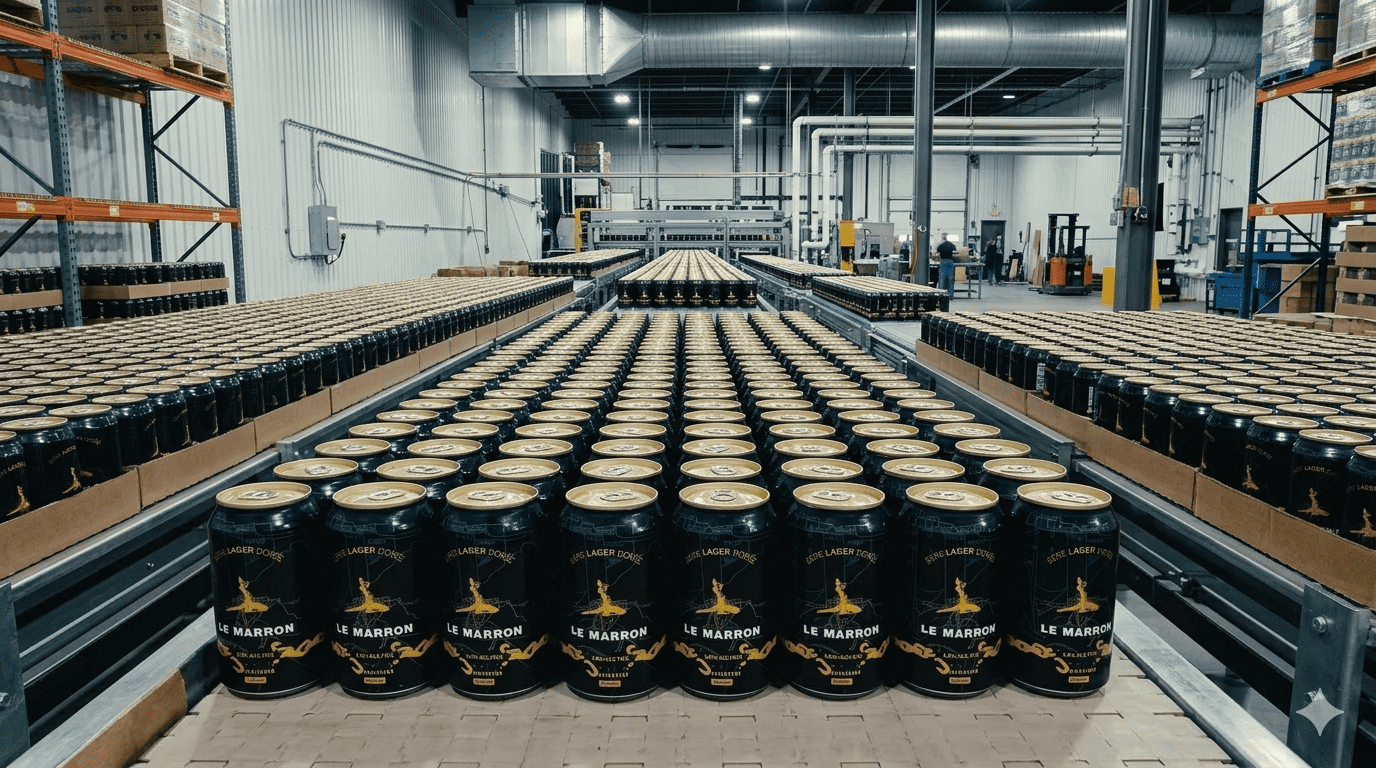 Le Marron Beer en usine Cannettes Le Marron Beer