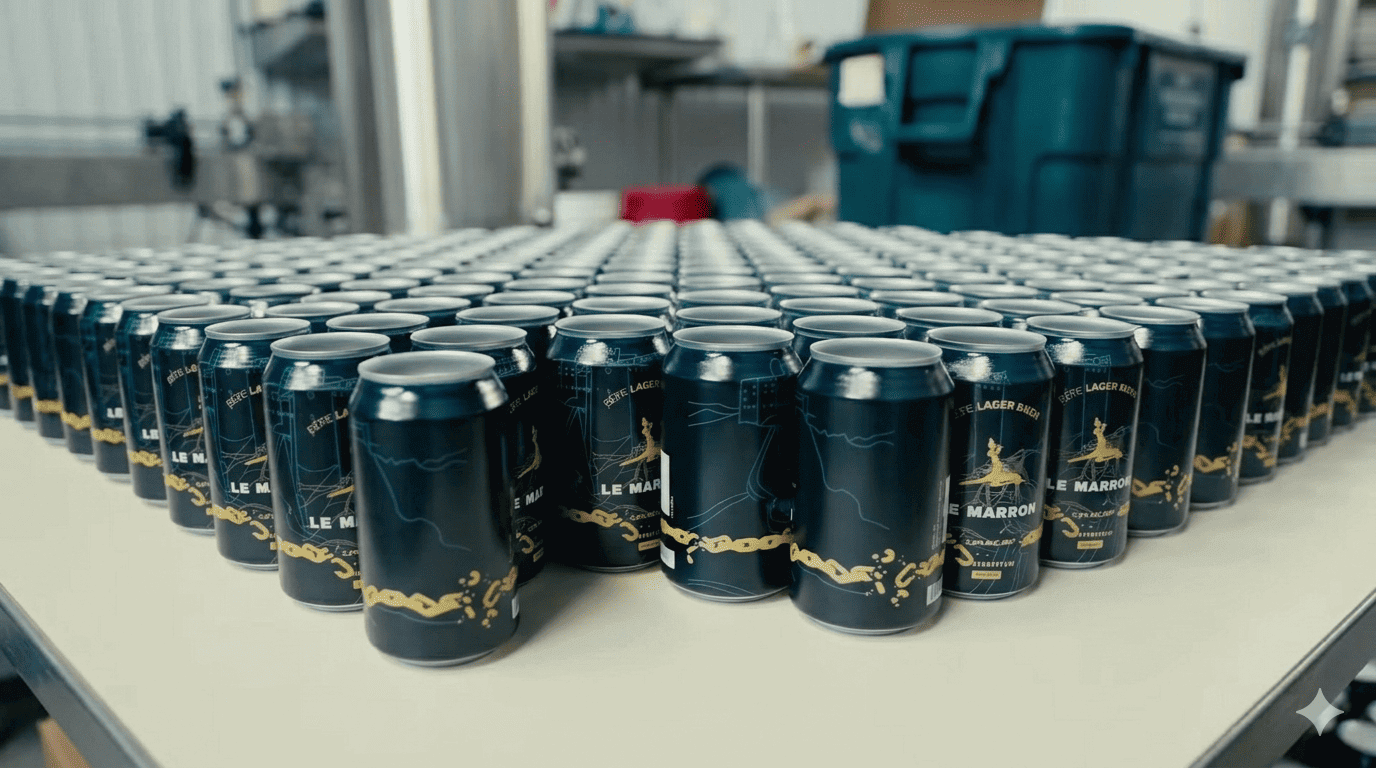 Le Marron Beer en cannettes : caractère affirmé, goût libre. cannettes Le Marron Beer premium